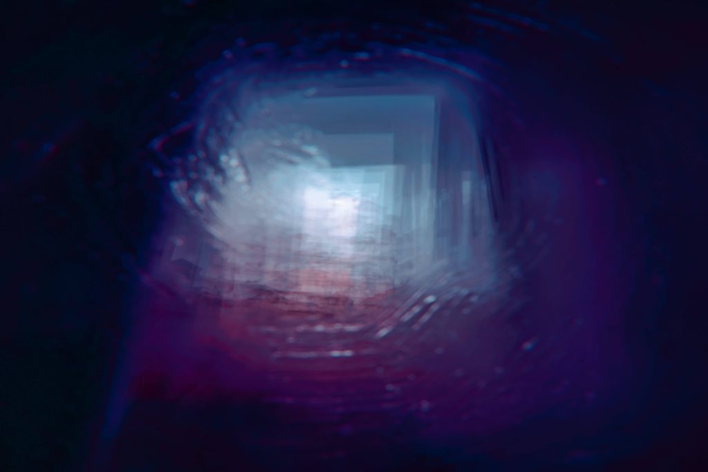 scary blurry dark pink and dark blue nightmare depiction