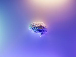 Brain surrounded by gradient background light